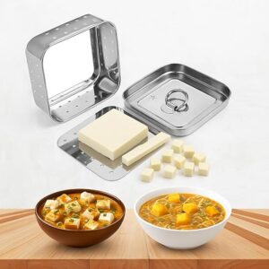 RIO STAR Paneer maker Steel - Paneer Maker Mould press 12.4 x 12.4 x 4.4 panner maker mould 600 ML Paneer making box Paneer strainer Stainless steel paneer maker Tofu press