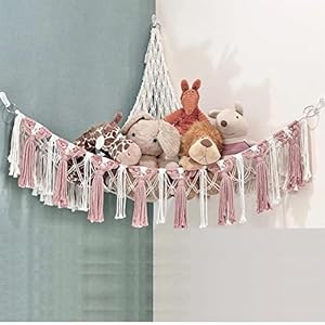 ecofynd Stuffed Soft Toy Organizer, Animal Toy Hammock, Hanging Cotton Storage, Boho Large Corner Plush Toys, Net Holder, Nursery Kids, Play Room, Bedroom, Kid Room (BH011)